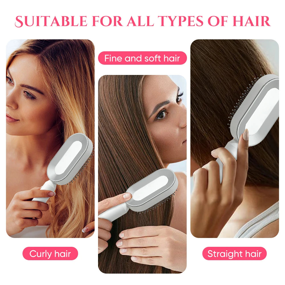 3D Air Cushion Massager Brush Self-Cleaning Ionic Hair Straightener Comb for Women Made of Durable Nylon