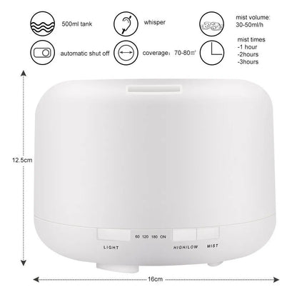 300 500ML Air Humidifier With Remote Control Colorful Non-printed Ultrasound Aroma Diffuser Pure White Dark Light Wood Grain