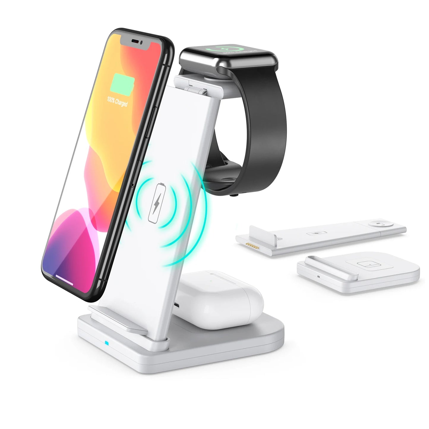 Foldable Wireless Charger PD QC3.0 10W 5V/3A Output Custom 3-in-1 Fast Charging for Phones Watch Earphones Dropshipping