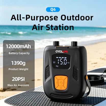 CYCLAMI 20PSI Outdoor Electric Inflation Pump Wireless Air Inflator for Inflatable SUP Stand up Paddle Board Tire Plate Boat