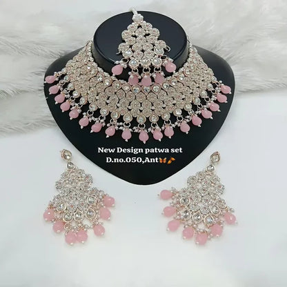 Quality Assured Trending Fancy Collection Gold Plated Kundan & Pearl with Pink Stone Necklace Set For Women Wear Jewelry