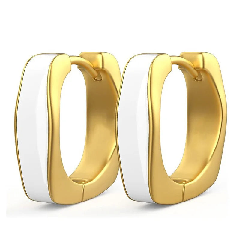 Golden Geometric Hoop Earrings Zinc Alloy Plated Unisex Fashion Jewelry Trendy Statement Ear Rings For Women Men