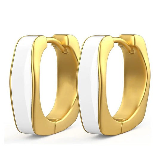 Golden Geometric Hoop Earrings Zinc Alloy Plated Unisex Fashion Jewelry Trendy Statement Ear Rings For Women Men