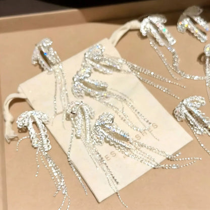 Korean Style Sweet Lace Bow Tassel Drop Earrings Elegant Fashion Design Ethereal Dangling Earrings for Women