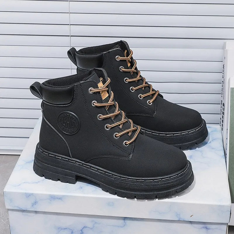 High Top Boots Women's  Autumn New British Style Short Boots Versatile Thick Soled Casual Workwear Boots for Women