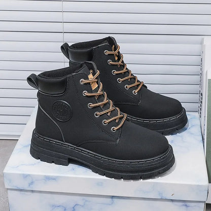 High Top Boots Women's  Autumn New British Style Short Boots Versatile Thick Soled Casual Workwear Boots for Women