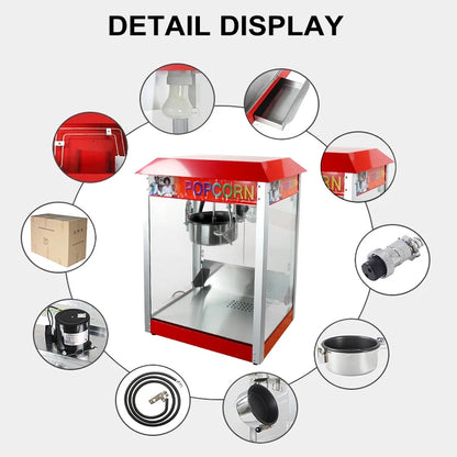 Kolice Strong Structure Commercial 8oz Kettle Popcorn Machine/Popcorn Making Machine with Safe Organic Glasses Make Popcorn