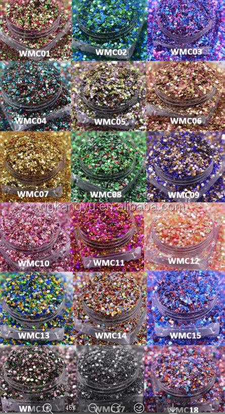 Prime Quality Wholesale PET Glitter Shapes Holographic or Iridescent Chunky Mixes Hexagon Glitter