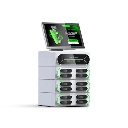Hot Selling 12-Slot Mobile Charging Station with 10.1-Inch Touch Screen Built-in POS Card Reader Rental & Sharing Power Bank