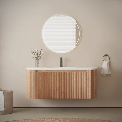 USA Free Shipping Floating Curved Bathroom Cabinet Wall Mounted 36 Inch 42 Inch Bathroom Vanity Cabinet with Countertop