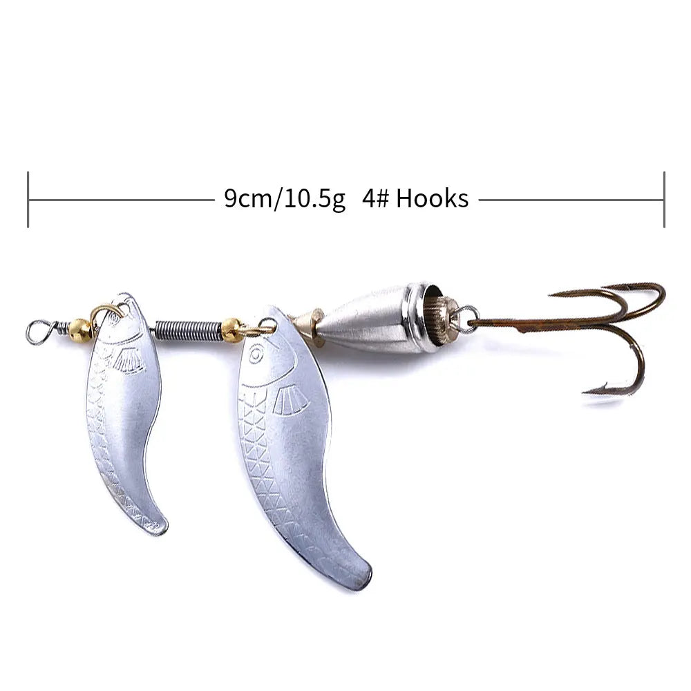 9CM-10.5G-4# Spinner Fishing Bait Lure Mental Two Sequins Blades With a Bell Saltwater Fishing