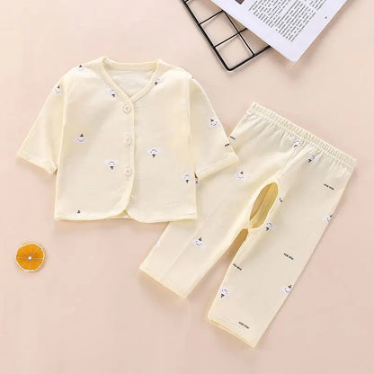 Newborn Children Thickened Warm Cotton Clothes Baby Tie Underwear Monk Suit Spring Fall and Winter Two-Piece Set