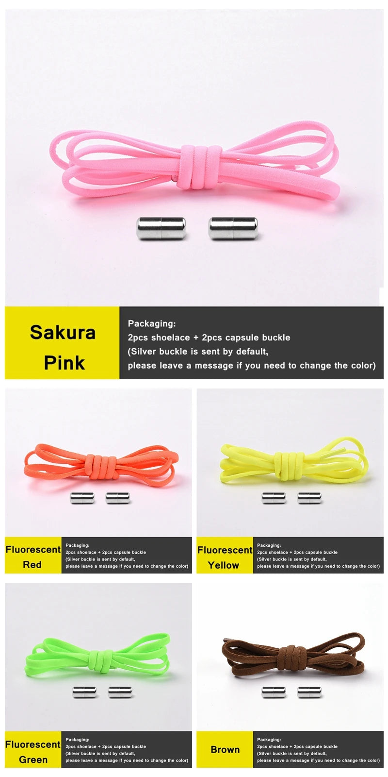 Semicircle No Tie Shoelaces Elastic Shoe laces Sneakers shoelace Metal Lock Lazy Laces for Kids and Adult One size fits all shoe