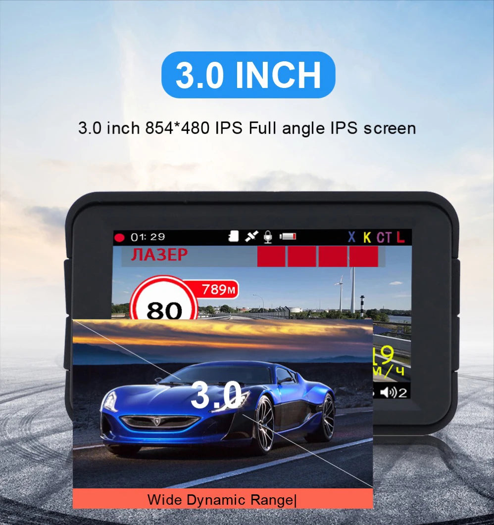 KARDAR K328SG Video Recorder with Radar Detector Signature FHD1080P IPS 140 Degree Camera Recorder GPS Radar Detector for Car