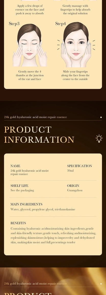 MRUIS 24k Gold  Collagen Cream Peptide Snail Brighten Whitening Skin and Fight Against Aging Serum Lotion Facial Care Luxury Set