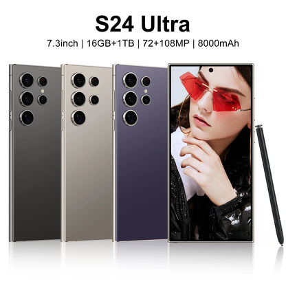 S16+1TB S24 Ultra Smartphone6.7inch Telephone Fast Charging Unlock S-Pen 4G WIFI Android S24 Mobile Phone
