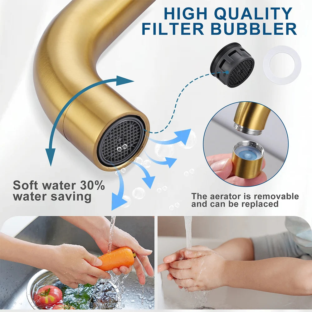 Modern Bar Sink Faucet Single-Handle Gold Mini Kitchen Faucet, 1 Hole Wet Bar Sink Faucets with Deck Plate for bar RV Laundry