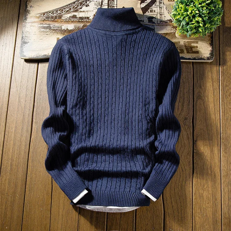 2023 Winter High Neck Thick Warm Sweater Men Turtleneck Brand Mens Sweaters Slim Fit Pullover Men Knitwear Male Double Collar3Xl
