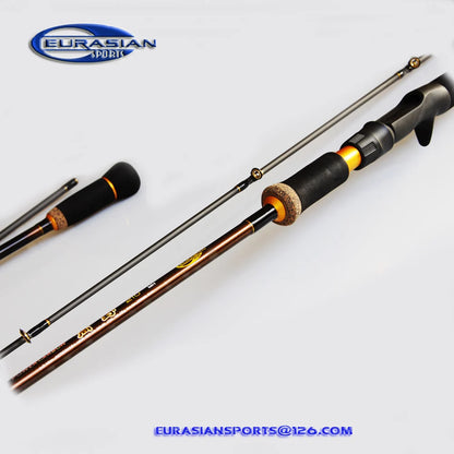 2.10m 10-30g MH Fast Action Carbon Spinning or Casting Fishing Rod Ceramics Gold Ring Guide Handle with Hard EVA+ruber Cork