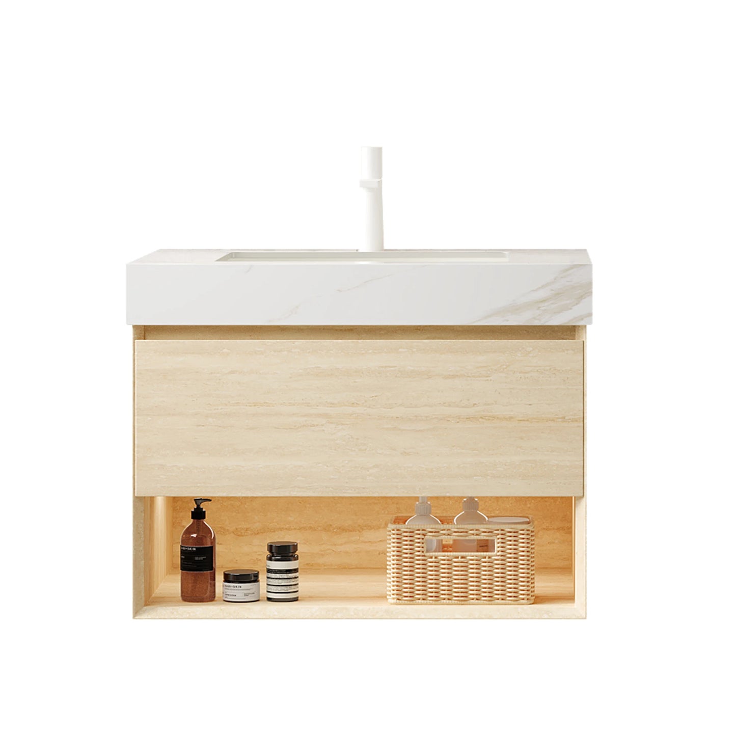 Homein 30 in Bathroom Vanity with Ceramic Sink, US Local Stock Fast Delivery Floating Sintered Stone Vanity LED Light