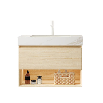 Homein 30 in Bathroom Vanity with Ceramic Sink, US Local Stock Fast Delivery Floating Sintered Stone Vanity LED Light