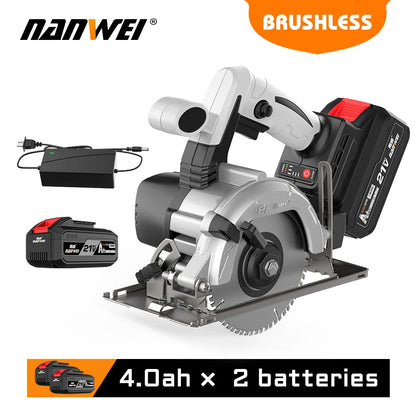 Nanwei Industrial Grade Cordless Electric Circular Saw Rechargeable Lithium Battery Powered Wood Cutters Power Saws