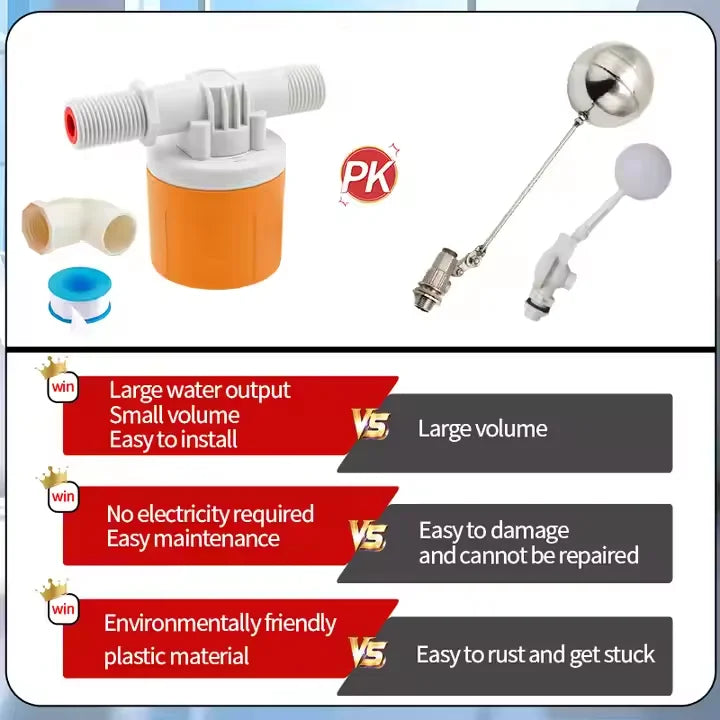 Factory Supply 1/2" 3/4" 1" Float Valve for Water Tank Auto Stop Water Cooler Float Valve Plastic Float Ball Valve by PDG ibma