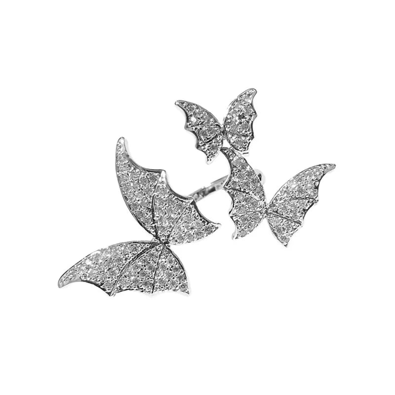 T0055 Wings Ring Alloy Crystal Rhinestone Neo Gothic Party Women's Jewelry