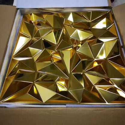 Irini 2024 Hot Selling PVC Deep Brushed Gold 3D Wall Panels Waterproof Fireproof Easy Install Household Interior Wall Decor