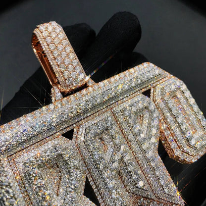 Super Bling Luxury Hip Hop Charm Pendant 925 Sterling Silver Rose Gold Plated VVS Moissanite Iced Drip Jewelry Men's