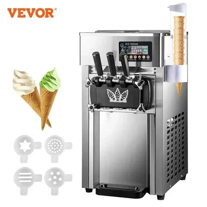 VEVOR 1200W A168  Compressor Ice Cream Maker 4-Nozzle LCD Panel Machine for Yogurt and Milk 3 Flavors New Condition