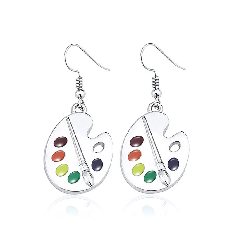 Cole & Jenna Paint Palette Jewelry Set 18K Gold Plated Zinc Alloy Necklace and Earrings Unisex Gift Vintage Style