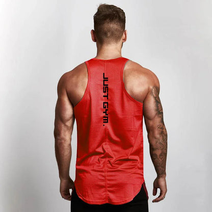 Brand Casual New Mesh Fashion Clothing Sleeveless Shirts Tank Top Men Bodybuilding Workout Gym Vest Fitness Men's Sport Singlets