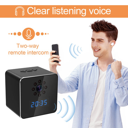 1080P WIFI Camera Wireless Speaker Clock Camera with Night Vision Motion Detection Remote Viewing for Home Security Camera