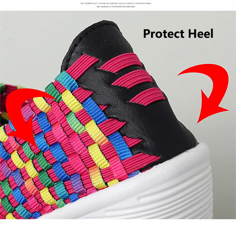 New Women Sneakers Summer Casual Shoes Woven Flat Platform Women's Shoes Breath Loafers Lady Footwear Soft Zapatos Plus Size 42