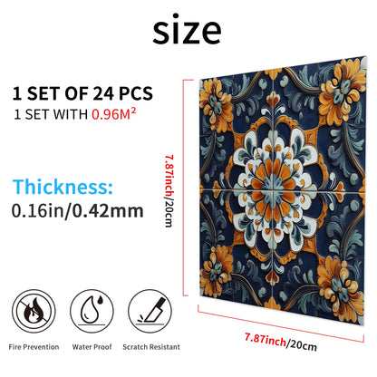 24 Pcs 7.87 X 7.87 Inch Waterproof PVC Backsplash Tile Self Adhesive Tile Stickers Peel and Stick Wall Tiles for Kitchen
