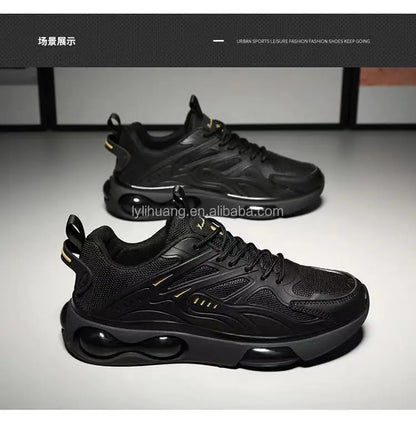 Sneaker Men's Summer Breathable Mesh Running Sports Shoes Leisure Thick-soled Fashion Black Shoes