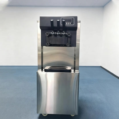 Vertical Commercial 3-Flavor Soft-Cook Ice Cream Maker, Self-Cooling Ice Cream Maker, Soft-Cook Yogurt Ice Cream Maker
