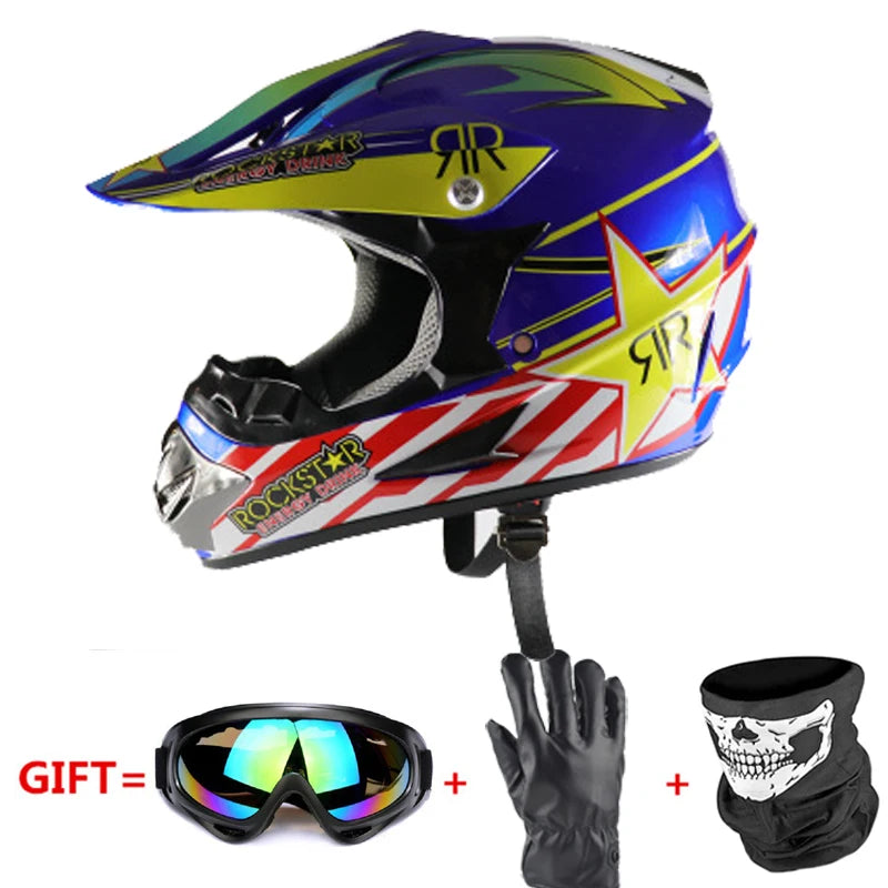 Professional Racing Casco Moto Off Road Helmet ATV Dirt Bike Downhill MTB DH Capacete Motocross Helmet With Mask Gloves Glasses