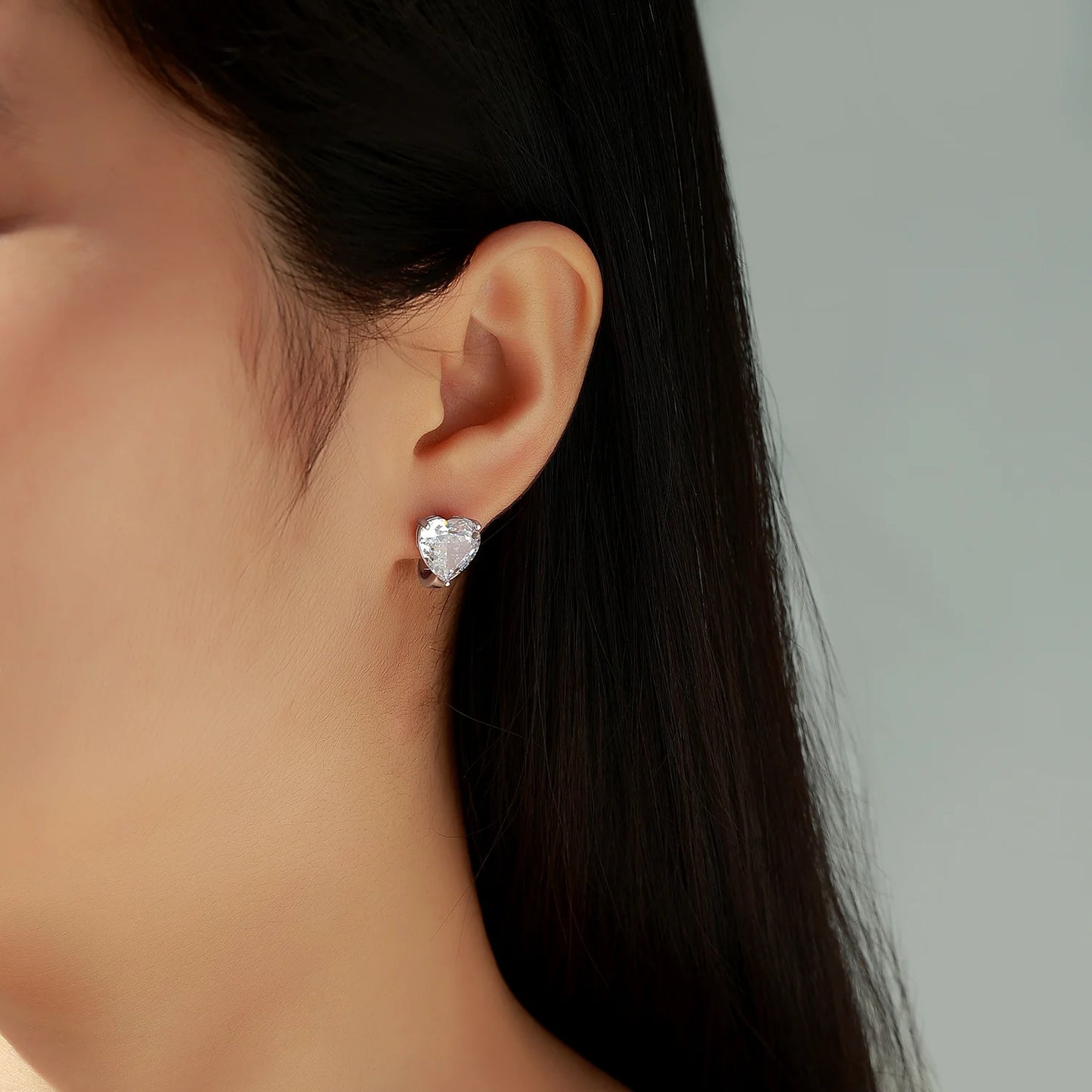 S925 Sterling Silver Heart CZ Hoop Earrings Dazzling Cubic Zirconia Huggie Hoops for Women