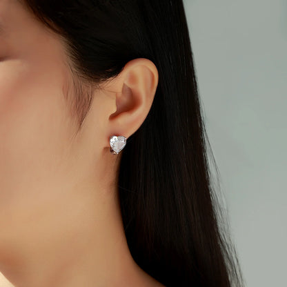 S925 Sterling Silver Heart CZ Hoop Earrings Dazzling Cubic Zirconia Huggie Hoops for Women