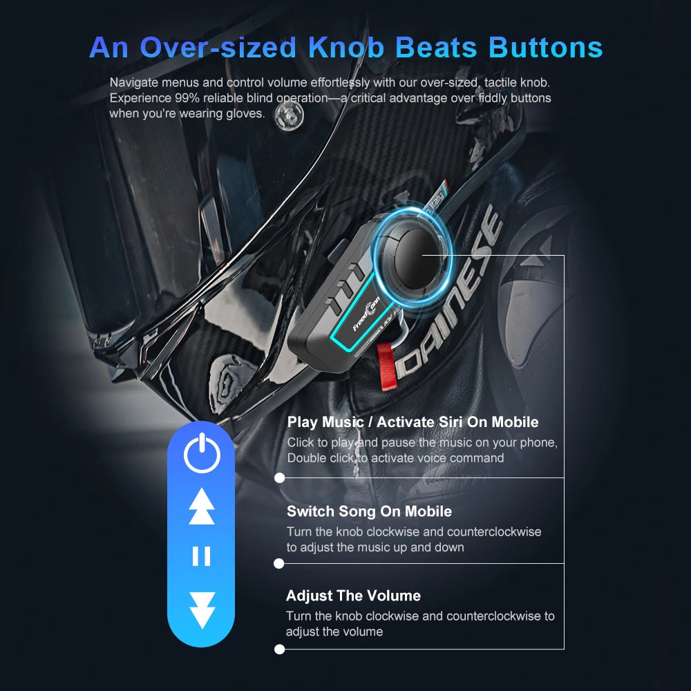 FreedConn KY V2 Bluetooth 6.0 Motorcycle Helmet Intercom Easy Communication Long Battery Intercomunicador Moto