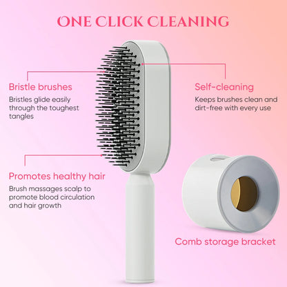 3D Air Cushion Massager Brush Self-Cleaning Ionic Hair Straightener Comb for Women Made of Durable Nylon