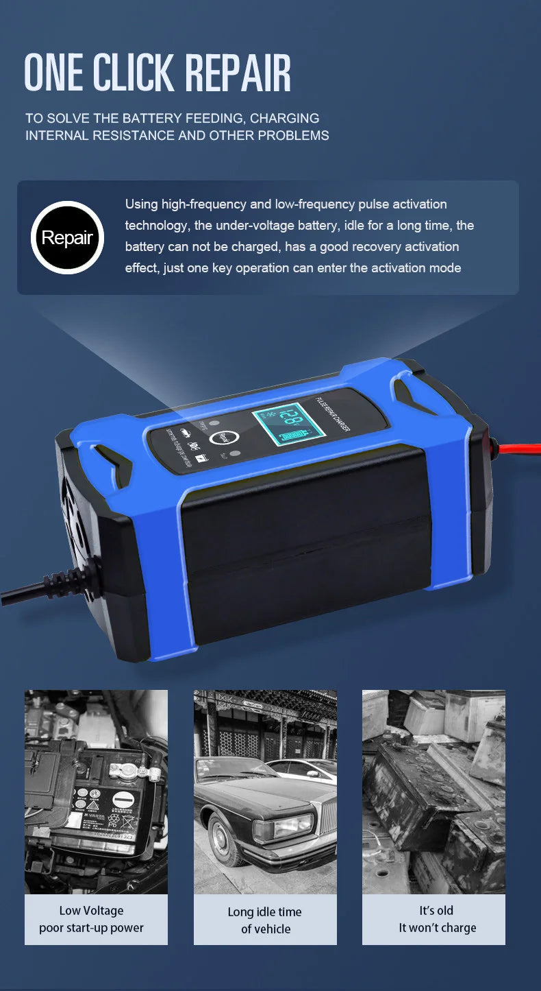 Latest Trending 12V 6A Automatic Smart Electric Battery Charger for Motorcycles and Cars-Dropshipping Product