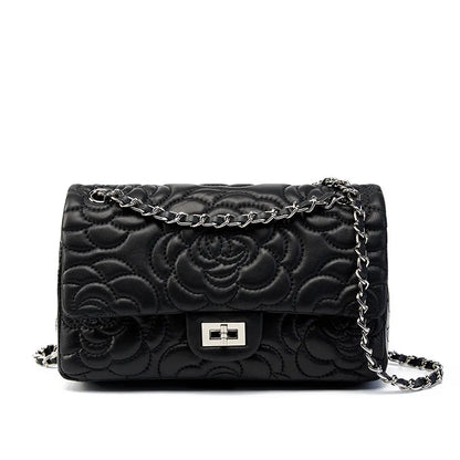 Fashion Goat Leather Bag Purse Tote Stitching Rose Handbag Metal Lock Genuine Sheepskin Crossbody Bag Handbags for Women