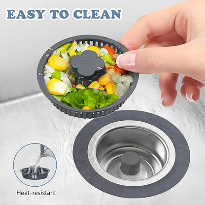 Upgraded 3 in 1 Kitchen Sink Drain Strainer & Stopper Kit, 304 Stainless Steel Pop-up Kitchen Drain with Strainer Basket