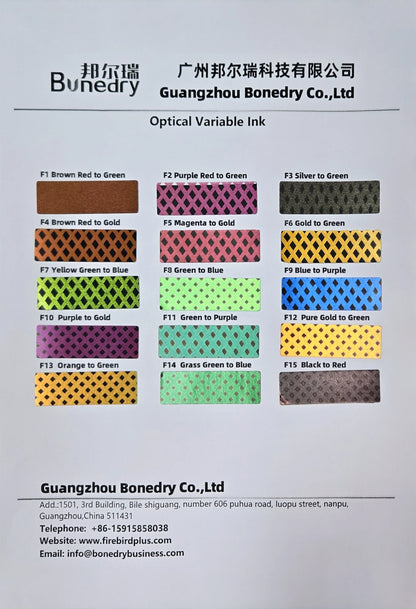 Optical Variable Security Ink 100ml F3 Silver to Green Color Changing Ink for High Precision Screen Printing