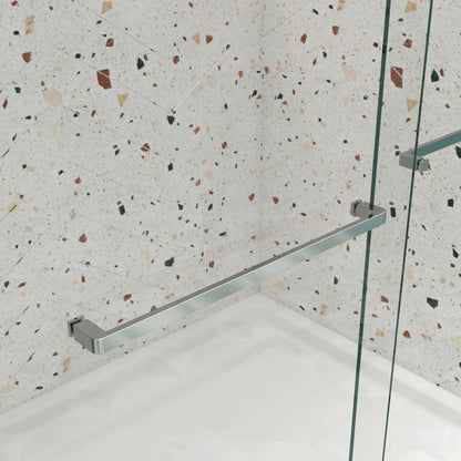 Polished Chrome Double Sliding Shower Door, 5/16" Nano-Coated Tempered Glass & 36K-Cycle Tested Hardware