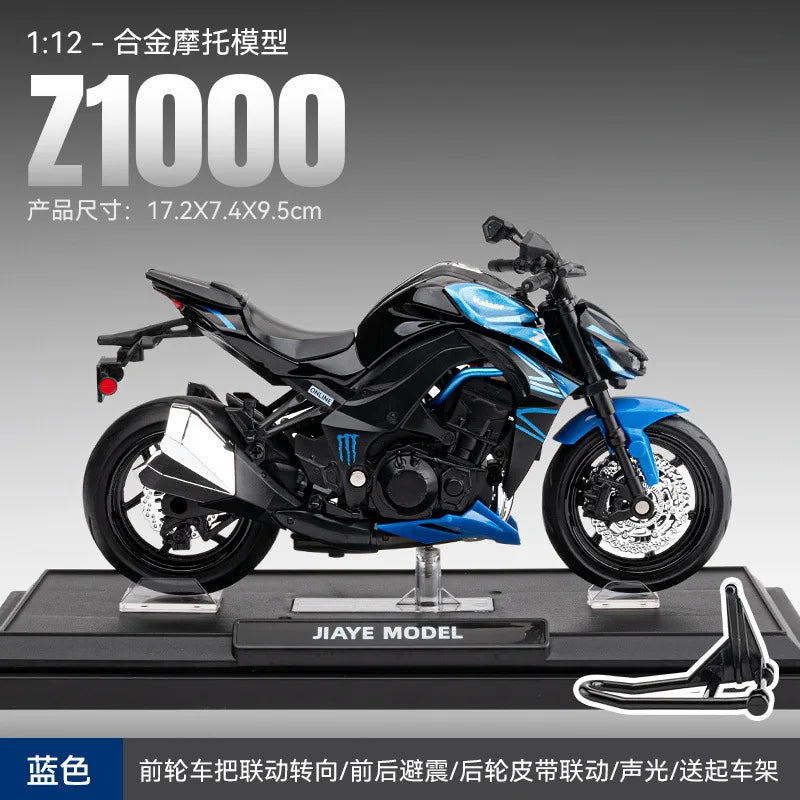 New Hit 1:12 Scale Z1000 Diecast Car Model with Sound Light Effects Collectible Decor Toy Gift for Boys