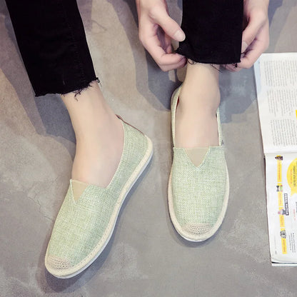 EXCARGO Linen Shoes Canvas Men Fisherman Sneakers Breathable Flat Loafers 2019 Summer  Casual Shoes For Men Slip On Shoe Men